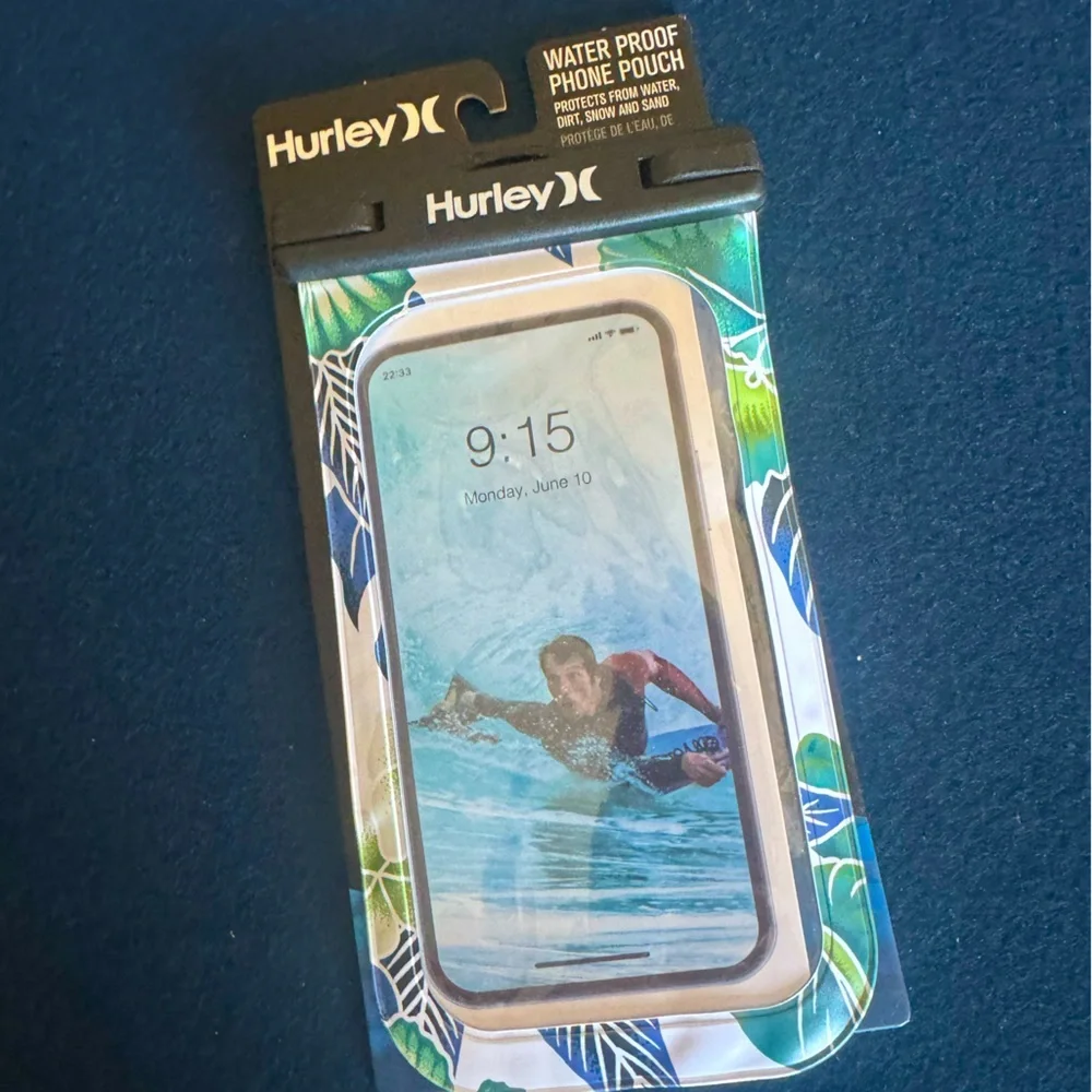 Hurley Blue &green tropical Waterproof Phone Case W/ removable lanyard:cute/safe